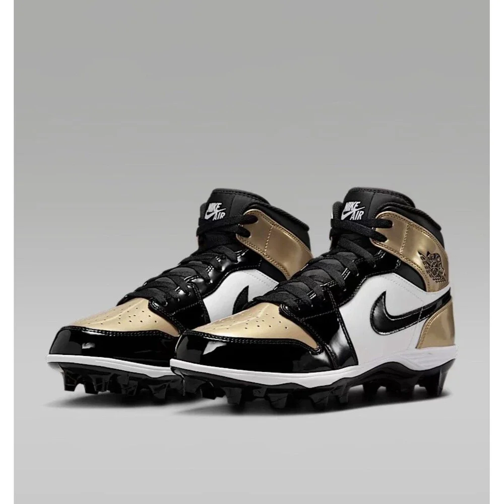 Size 11.5 - Air Jordan 1 Mid TD Cleat Gold FJ6805 701 Metallic Gold White New